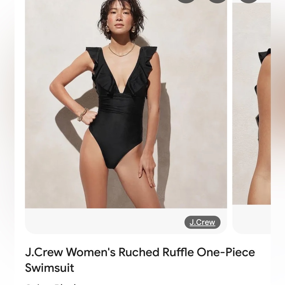 J.Crew Ruched Ruffle One-Piece Swimsuit Size 6 Black